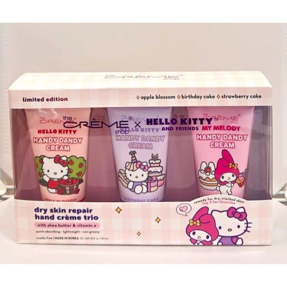 The Creme Shop Hello Kitty Hand Cream Trio Gift Set Shea Butter Vitamin E NIB